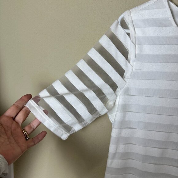 ANTHROPOLOGIE Sunday in Brooklyn Striped Sheer Sleeve Top Size Large - Picture 3 of 8